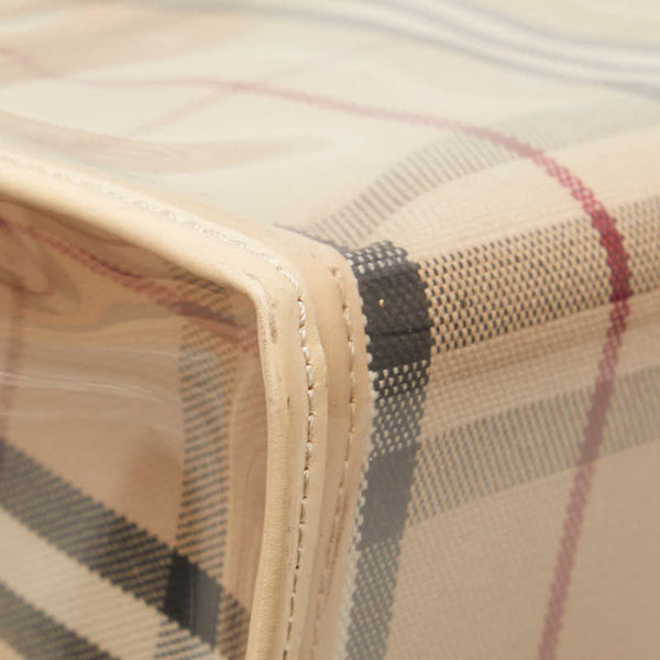 バーバリー ノバチェック トートバッグ ショルダーバッグ ベージュ ビニール レザー キャンバス レディース BURBERRY 【中古】