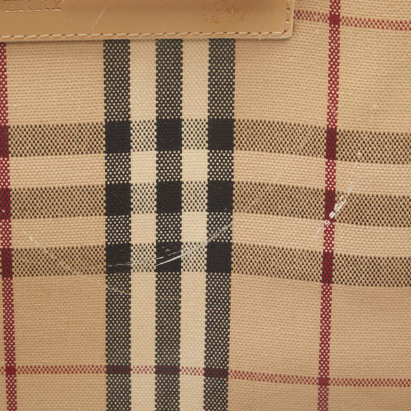 バーバリー ノバチェック トートバッグ ショルダーバッグ ベージュ ビニール レザー キャンバス レディース BURBERRY 【中古】