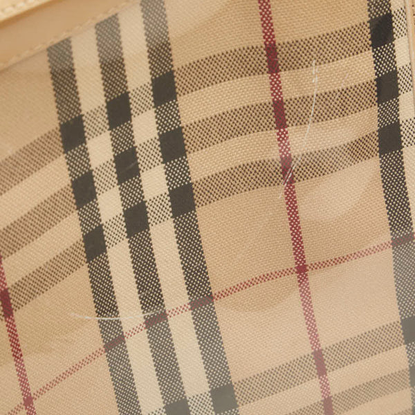 バーバリー ノバチェック トートバッグ ショルダーバッグ ベージュ ビニール レザー キャンバス レディース BURBERRY 【中古】