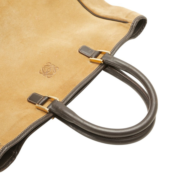 ロエベ アナグラム トートバッグ ベージュ ブラウン スウェード レザー レディース LOEWE 【中古】