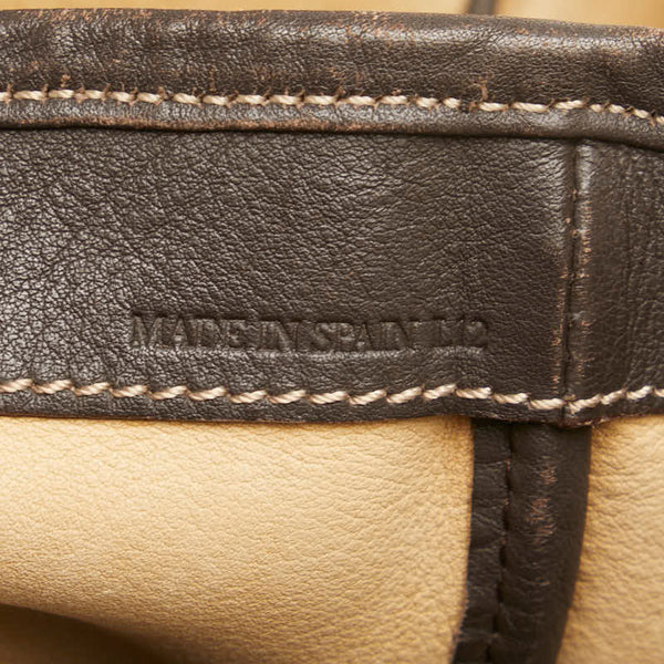 ロエベ アナグラム トートバッグ ベージュ ブラウン スウェード レザー レディース LOEWE 【中古】
