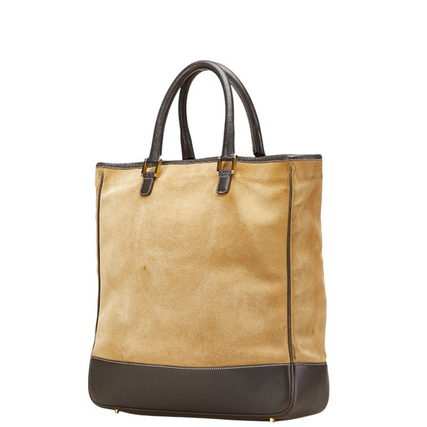 ロエベ アナグラム トートバッグ ベージュ ブラウン スウェード レザー レディース LOEWE 【中古】
