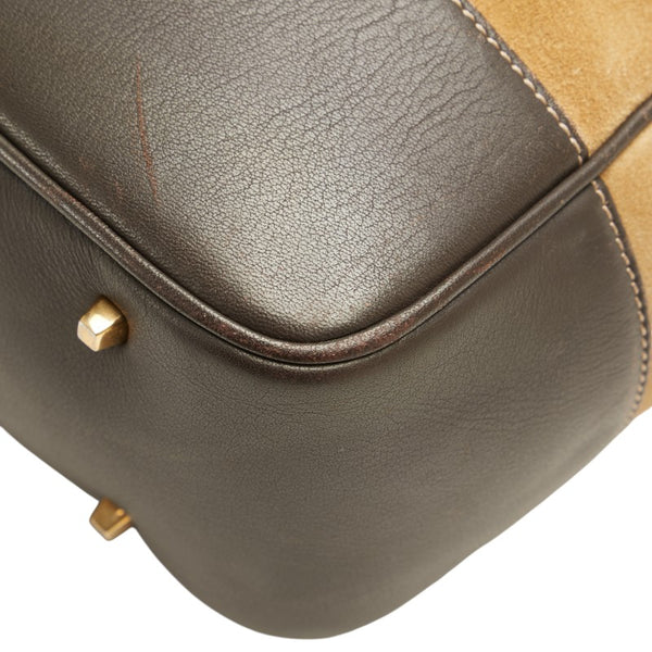 ロエベ アナグラム トートバッグ ベージュ ブラウン スウェード レザー レディース LOEWE 【中古】