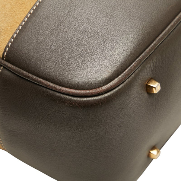 ロエベ アナグラム トートバッグ ベージュ ブラウン スウェード レザー レディース LOEWE 【中古】