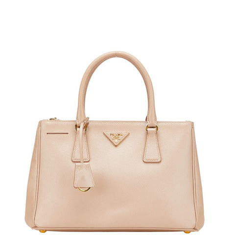 プラダ サフィアーノ ガレリア ハンドバッグ BN1801 ベージュ レザー レディース PRADA 【中古】