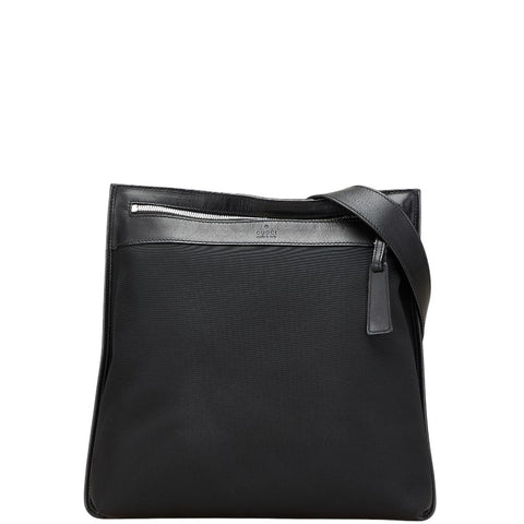 グッチ 斜め掛け ショルダーバッグ 92560 ブラック キャンバス レザー レディース GUCCI 【中古】