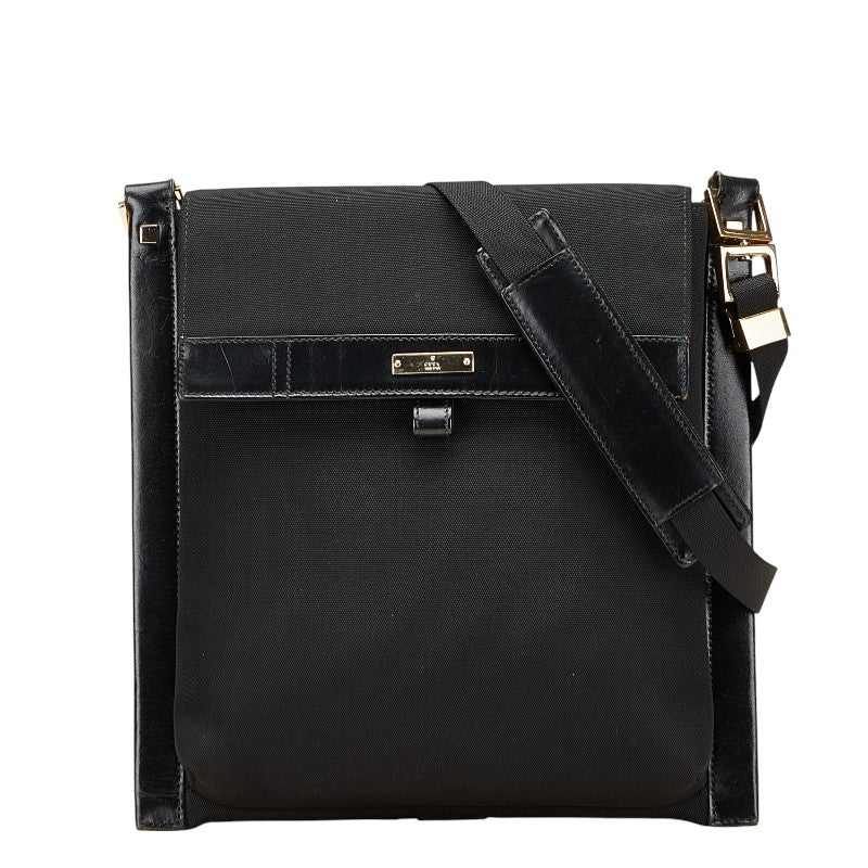 グッチ 斜め掛け ショルダーバッグ 019 0424 ブラック レザー ナイロンキャンバス レディース GUCCI 【中古】