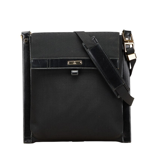 グッチ 斜め掛け ショルダーバッグ 019 0424 ブラック レザー ナイロンキャンバス レディース GUCCI 【中古】