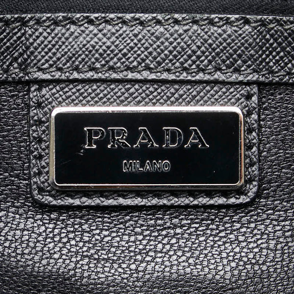 プラダ サフィアーノ プリント 三角ロゴプレート ビジネスバッグ ブリーフケース VS0305 ブラック マルチカラー レザー メンズ PRADA 【中古】