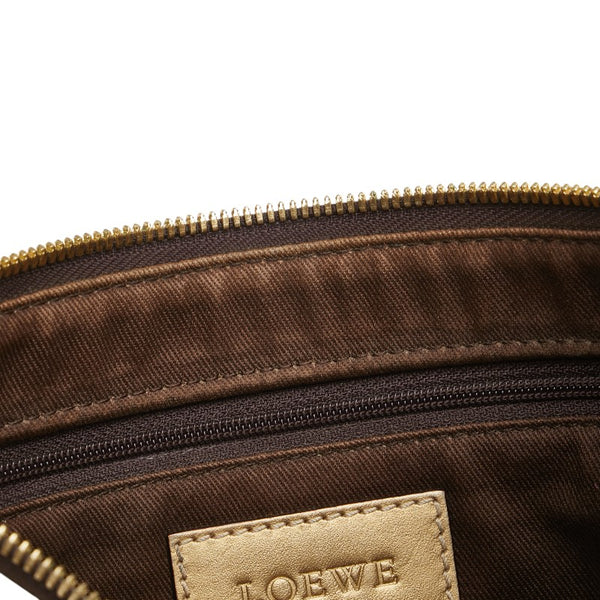ロエベ アナグラム リピート 斜め掛け ショルダーバッグ ホワイト ゴールド PVC レザー レディース LOEWE 【中古】