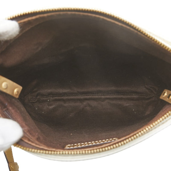 ロエベ アナグラム リピート 斜め掛け ショルダーバッグ ホワイト ゴールド PVC レザー レディース LOEWE 【中古】