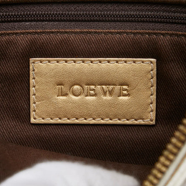 ロエベ アナグラム リピート 斜め掛け ショルダーバッグ ホワイト ゴールド PVC レザー レディース LOEWE 【中古】