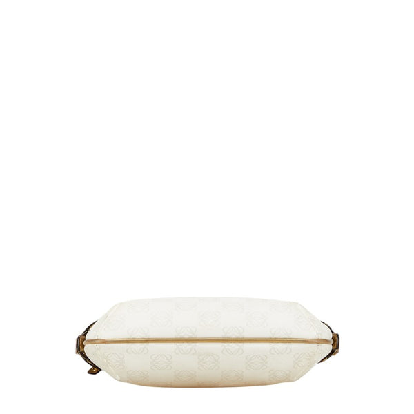 ロエベ アナグラム リピート 斜め掛け ショルダーバッグ ホワイト ゴールド PVC レザー レディース LOEWE 【中古】