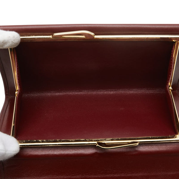 カルティエ マストライン 長財布 ボルドー ワインレッド レザー レディース CARTIER 【中古】