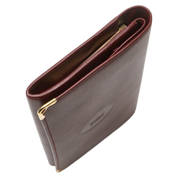 カルティエ マストライン 長財布 ボルドー ワインレッド レザー レディース CARTIER 【中古】