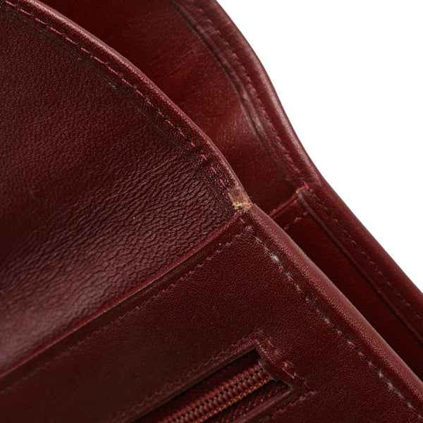 カルティエ マストライン 長財布 ボルドー ワインレッド レザー レディース CARTIER 【中古】