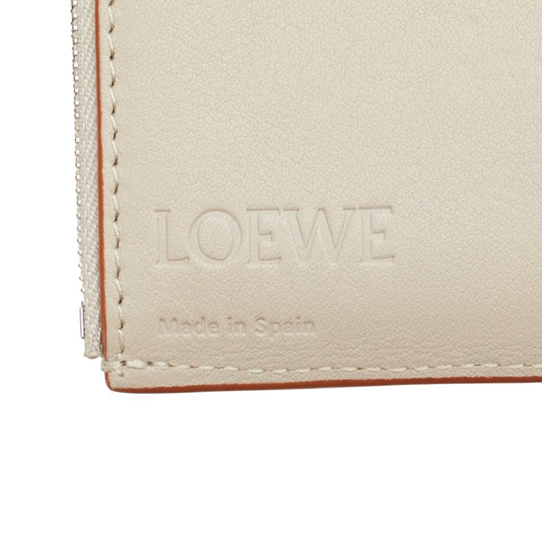 ロエベ アナグラム バーティカル ウォレット スモール  三つ折り財布 グレージュ グレインカーフレザー レディース LOEWE 【中古】