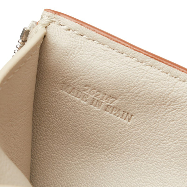 ロエベ アナグラム バーティカル ウォレット スモール  三つ折り財布 グレージュ グレインカーフレザー レディース LOEWE 【中古】