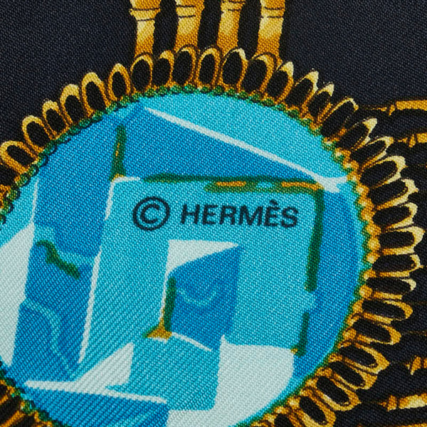 エルメス カレ90 大仏 仏像 カーニバル スカーフ ブラック マルチカラー シルク レディース HERMES 【中古】