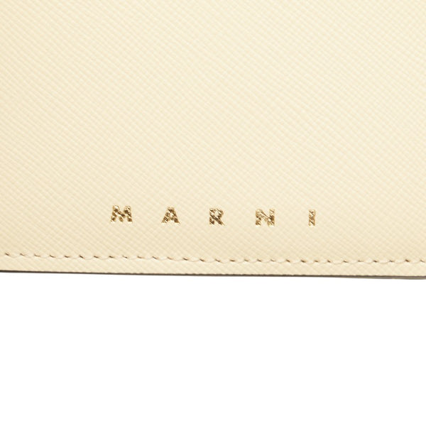マルニ バイカラー 二つ折り財布 PFMI0003L0 ベージュ イエロー レザー レディース MARNI 【中古】