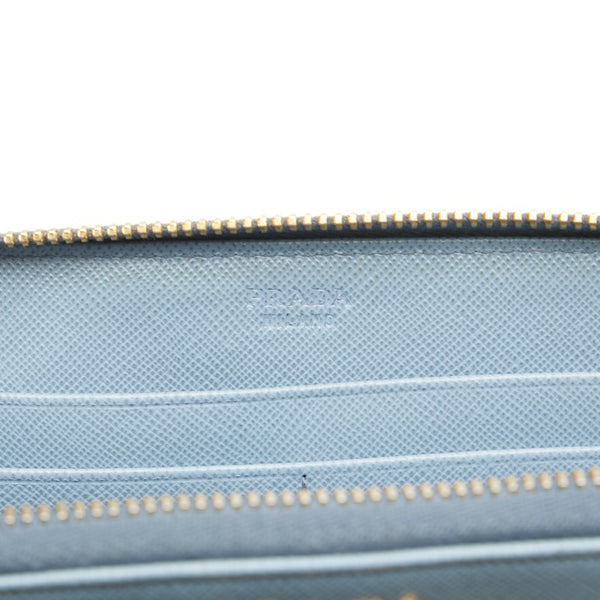 プラダ ラウンドファスナー 長財布 1M0506 ライトブルー サフィアーノレザー レディース PRADA 【中古】