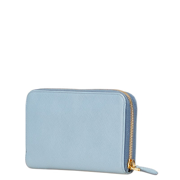 プラダ ラウンドファスナー 長財布 1M0506 ライトブルー サフィアーノレザー レディース PRADA 【中古】