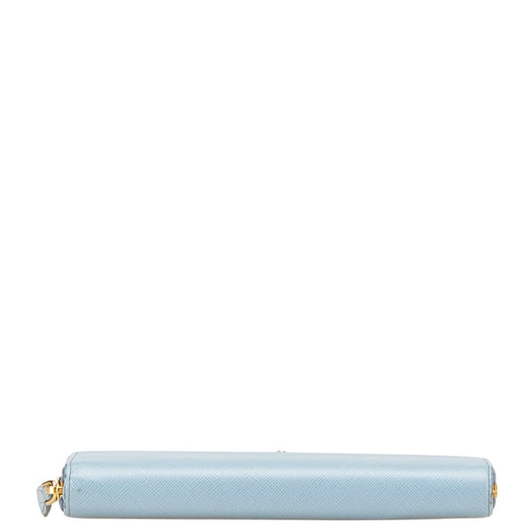 プラダ ラウンドファスナー 長財布 1M0506 ライトブルー サフィアーノレザー レディース PRADA 【中古】
