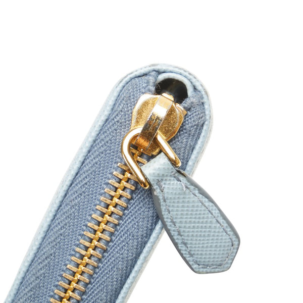 プラダ ラウンドファスナー 長財布 1M0506 ライトブルー サフィアーノレザー レディース PRADA 【中古】