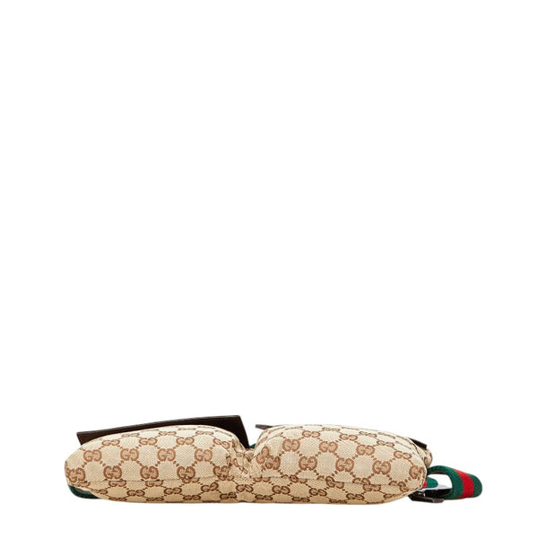 グッチ GGキャンバス ボディバッグ ウエストバッグ 28566 ベージュ ブラウン キャンバス レザー レディース GUCCI 【中古】