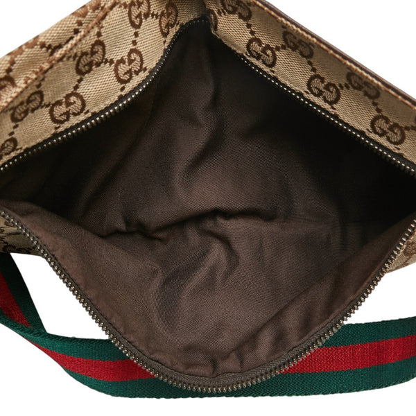 グッチ GGキャンバス ボディバッグ ウエストバッグ 28566 ベージュ ブラウン キャンバス レザー レディース GUCCI 【中古】