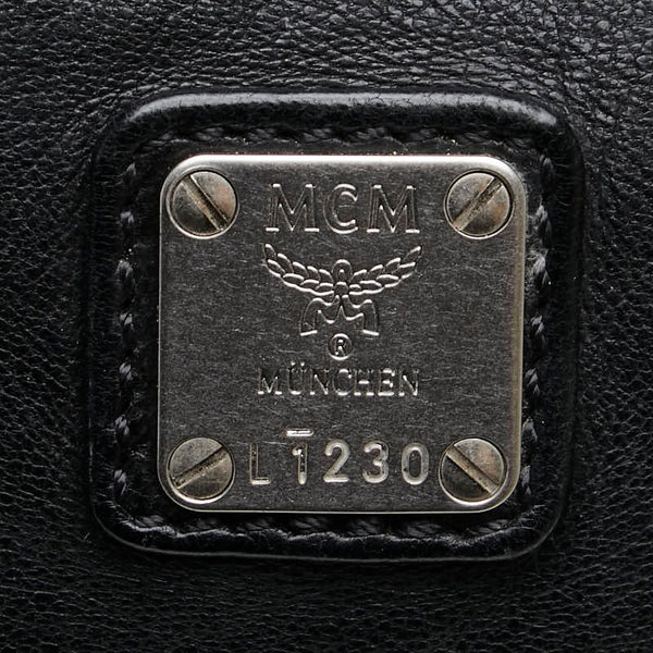 エム シー エム ロゴプレート リュック バックパック ブラック レザー レディース MCM 【中古】