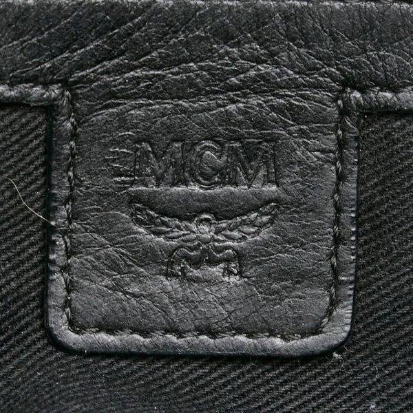 エム シー エム ロゴプレート リュック バックパック ブラック レザー レディース MCM 【中古】