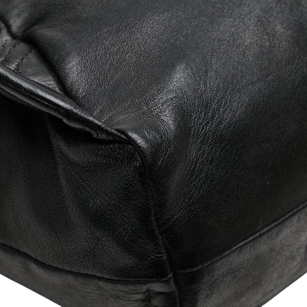 エム シー エム ロゴプレート リュック バックパック ブラック レザー レディース MCM 【中古】