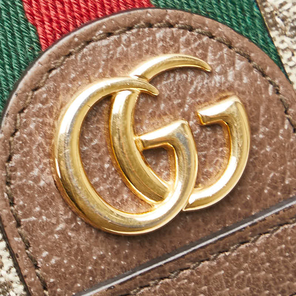 グッチ GGスプリーム GGマーモント オフィディア コンパクトウォレット 三つ折り財布 598662 ベージュ ブラウン PVC レザー レディース GUCCI 【中古】