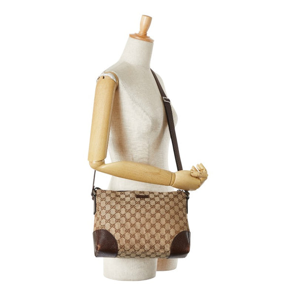 グッチ GGキャンバス 斜め掛け ショルダーバッグ 114273 ベージュ ブラウン キャンバス レザー レディース GUCCI 【中古】