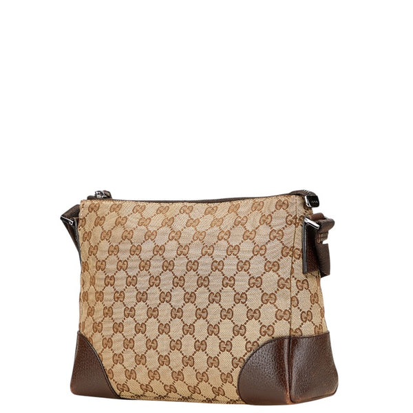 グッチ GGキャンバス 斜め掛け ショルダーバッグ 114273 ベージュ ブラウン キャンバス レザー レディース GUCCI 【中古】