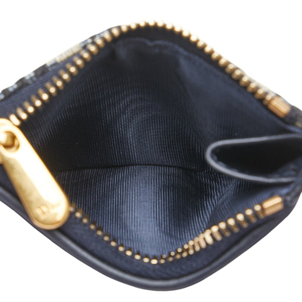 ディオール オブリーク サドル コンパクトウォレット 三つ折り財布 グレー ネイビー レザー ジャガード メンズ Dior 【中古】