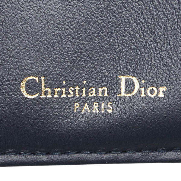 ディオール オブリーク サドル コンパクトウォレット 三つ折り財布 グレー ネイビー レザー ジャガード メンズ Dior 【中古】