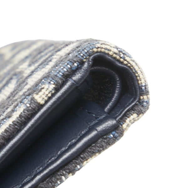 ディオール オブリーク サドル コンパクトウォレット 三つ折り財布 グレー ネイビー レザー ジャガード メンズ Dior 【中古】