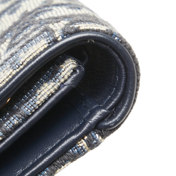 ディオール オブリーク サドル コンパクトウォレット 三つ折り財布 グレー ネイビー レザー ジャガード メンズ Dior 【中古】