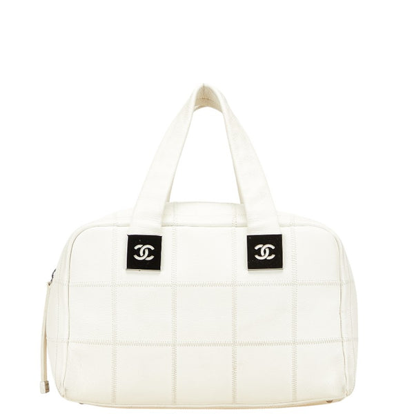 シャネル チョコバー ココマーク ハンドバッグ ミニボストン ホワイト キャビアスキン レディース CHANEL 【中古】