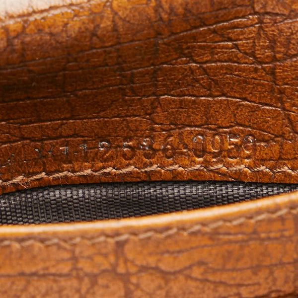 グッチ バンブー 三つ折り財布 112536 ブラウン レザー レディース GUCCI 【中古】