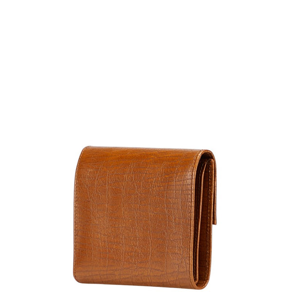 グッチ バンブー 三つ折り財布 112536 ブラウン レザー レディース GUCCI 【中古】