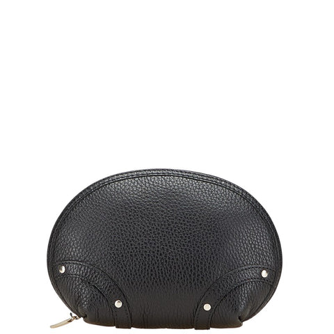 バーバリー ノバチェック ポーチ ブラック レザー レディース BURBERRY 【中古】
