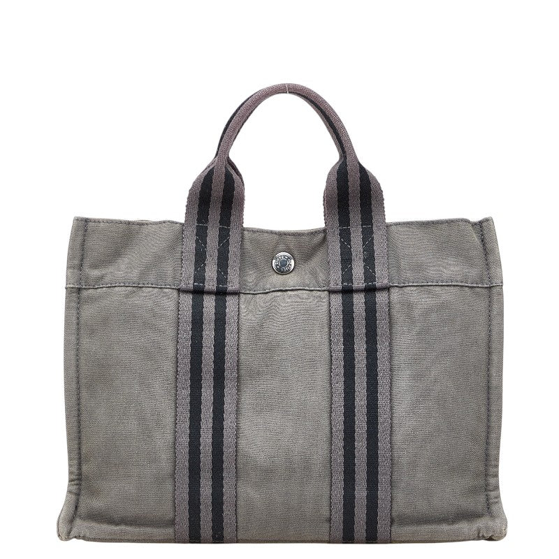 エルメス フールトゥPM ハンドバッグ トートバッグ グレー キャンバス レディース HERMES 【中古】