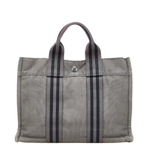 エルメス フールトゥPM ハンドバッグ トートバッグ グレー キャンバス レディース HERMES 【中古】