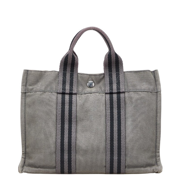 エルメス フールトゥPM ハンドバッグ トートバッグ グレー キャンバス レディース HERMES 【中古】
