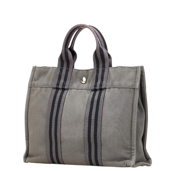 エルメス フールトゥPM ハンドバッグ トートバッグ グレー キャンバス レディース HERMES 【中古】