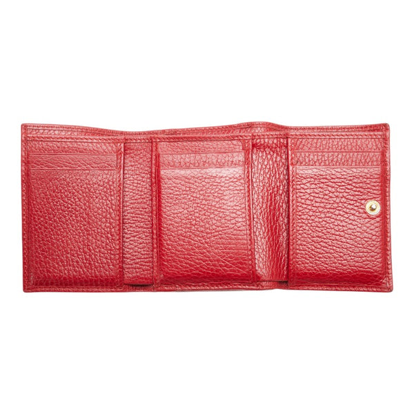 グッチ GGマーモント 三つ折り財布 コンパクトウォレット   474746 レッド レザー レディース GUCCI 【中古】