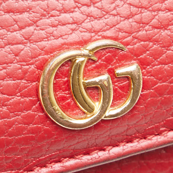 グッチ GGマーモント 三つ折り財布 コンパクトウォレット   474746 レッド レザー レディース GUCCI 【中古】